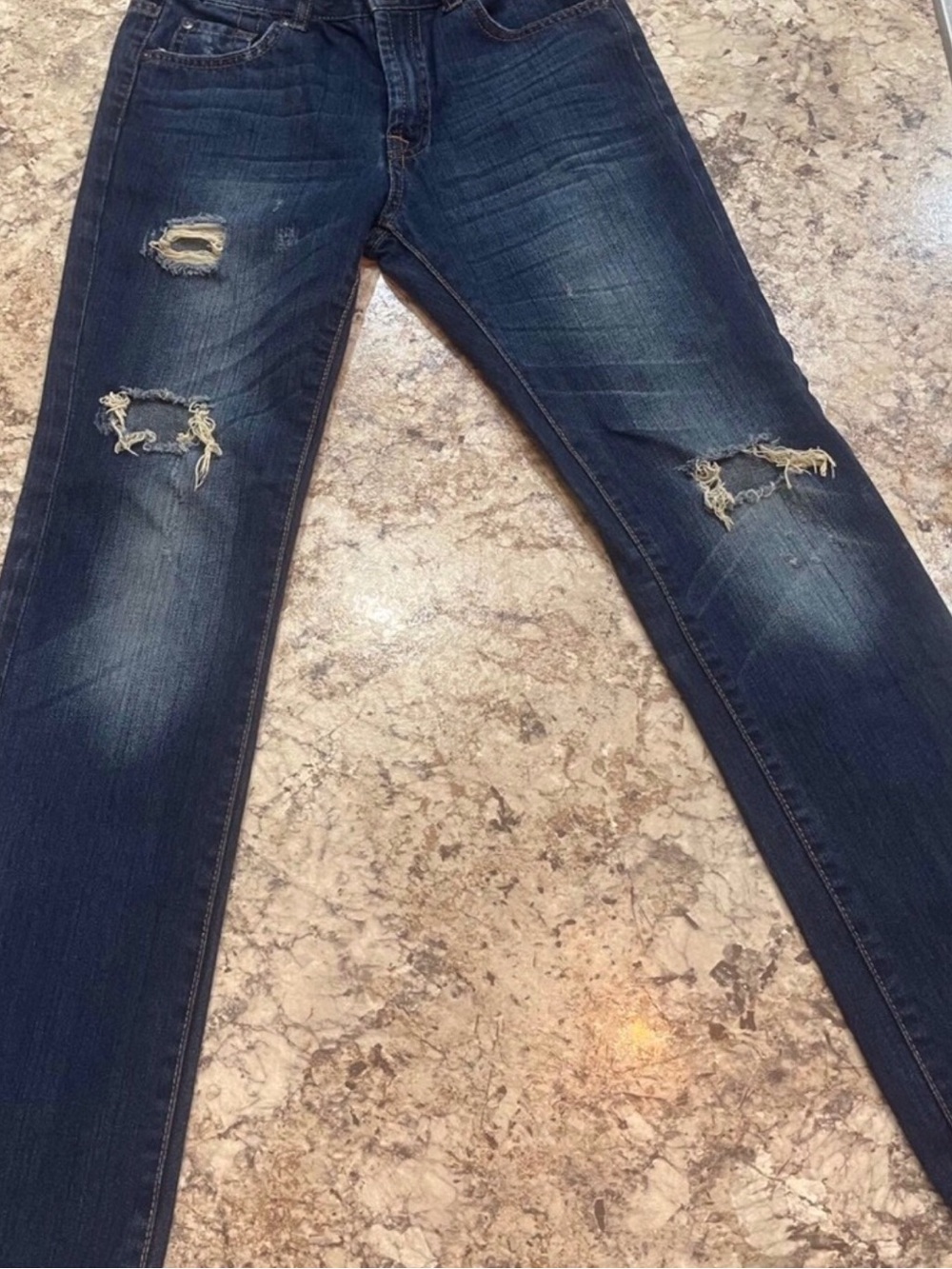 7 For All Mankind Girls Jeans Distressed Dark Wash Size 14.